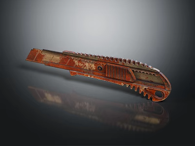 Rusty Serrated Knife Featuring Industrial Design And Metallic Reflection On Dark Background 3d model