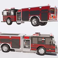 Red Fire Truck As Functional Emergency Vehicle With Siren Lights And Rescue Equipment