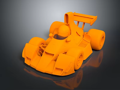 Orange 3D Racing Car Model With Streamlined Design And Rear Wing 3d model