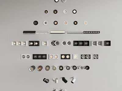 Various Styles of Downlights and Spotlights for Home and Office Lighting Fixtures 3d model