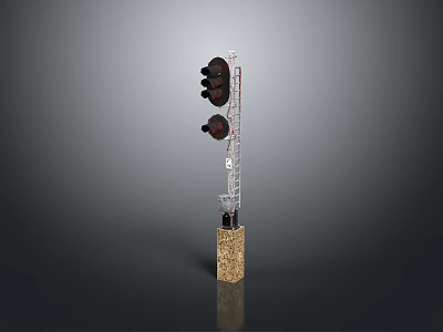 Modern Traffic Light With Red Yellow Green Lights And Metal Pole 3d model