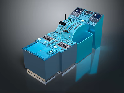Commercial Equipment Blue Control Panel With Multiple Buttons Screens And Modular Design 3d model