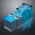 Commercial Equipment Blue Control Panel With Multiple Buttons Screens And Modular Design 3d model