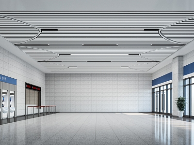 Railway Station Ticket Hall 3d model