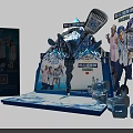 Harbin Beer Promotional Display Stand With Blue Ice Theme And Character Cutouts