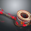 Vintage Metal Decorative Ornament With Red Graffiti And Rustic Surface Design 3d model