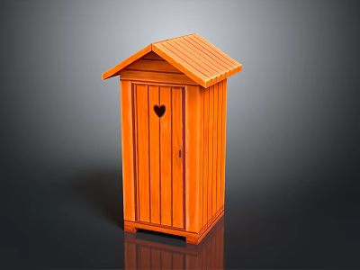 Indoor Wooden Small House Shaped Decorative Cabinet With Heart Door Detail 3d model
