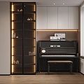 Modern Piano Room Piano Room Piano Bookcase Study Cloakroom Hand Cabinet Musical Instruments Music 3d model