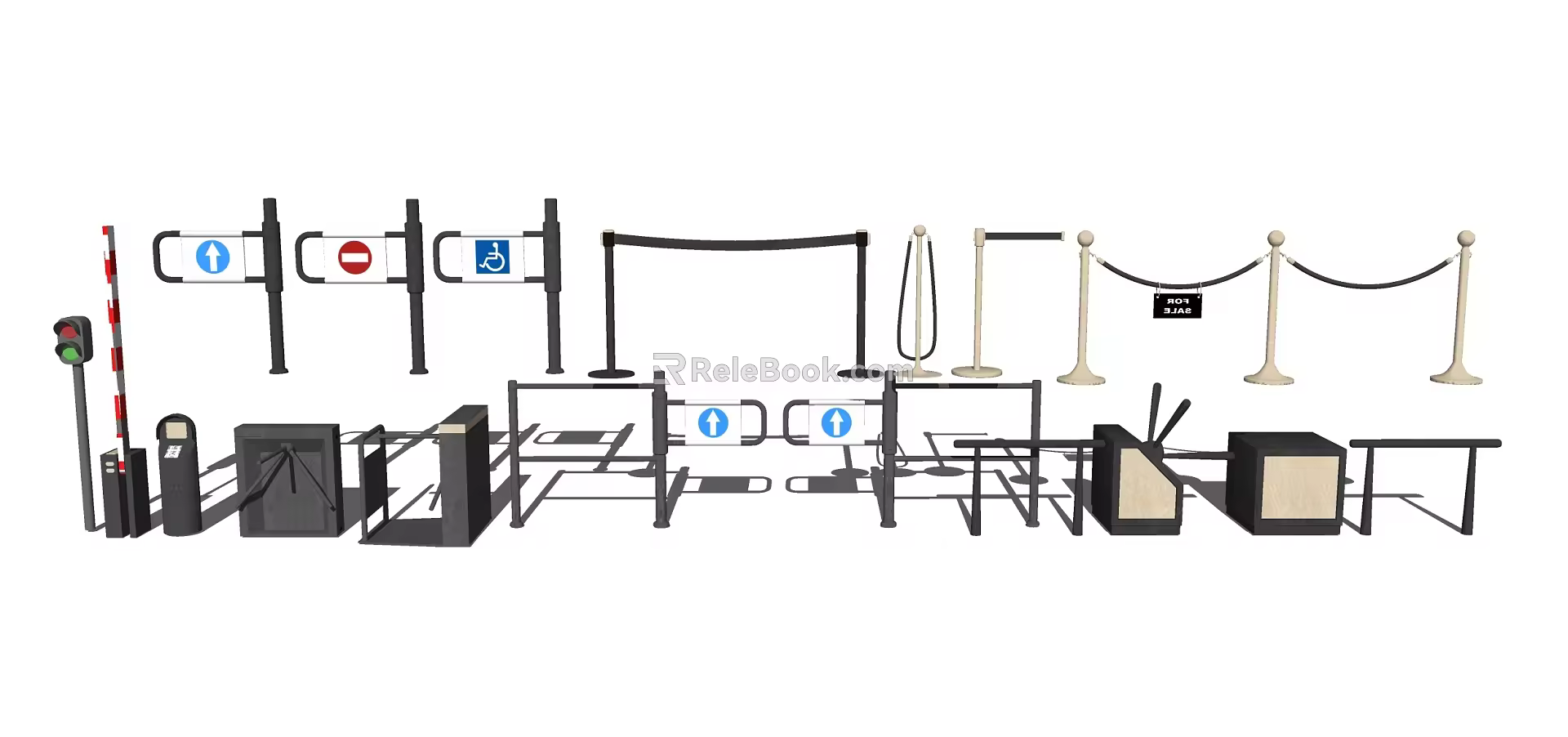 Modern gate machine electric gate signal lamp gate isolation belt combination 3d model