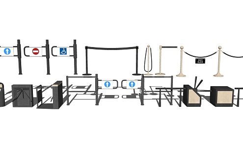 Modern gate machine electric gate signal lamp gate isolation belt combination 3d model
