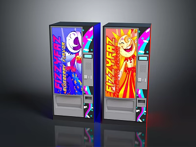 Colorful FIZZ FIZZ Vending Machines With Vibrant Graphics And Dispenser Design 3d model
