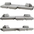 Modern Gray Modular Sectional Sofa Featuring Multiple Cushions And Seats 3d model