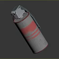 Military Grenade With Gray And Red Stripes Metal Pull Ring And Cylindrical Structure
