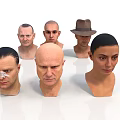 Collection Of Men's Head Models With Diverse Hairstyles And Facial Features