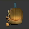 Halloween Pumpkin Decoration With Hands Holding Playing Cards Lit Stake Text And Candle