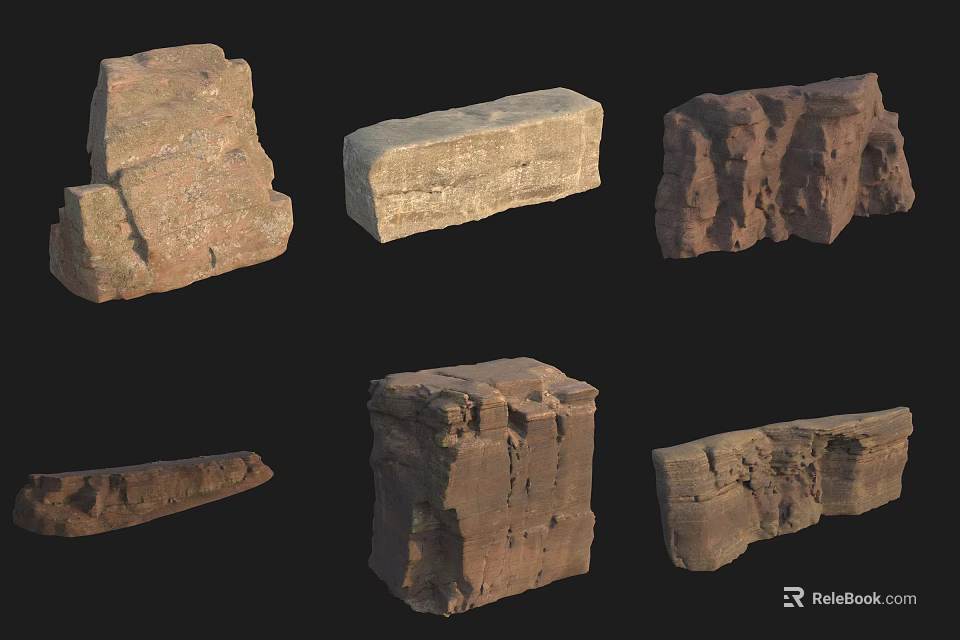Various Shaped Natural Rockery Stones With Textured Surfaces For Garden Landscaping 3d model 