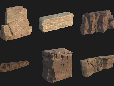 Various Shaped Natural Rockery Stones With Textured Surfaces For Garden Landscaping 3d model