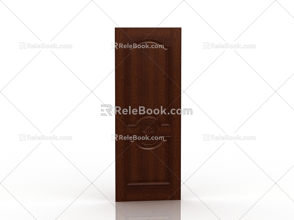 European-style solid wood door 3d model