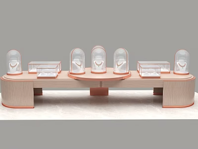 Luxury Jewelry Store Display Counter With Glass Dome Cases And Illuminated Lighting 3d model