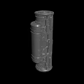 3D Model of Cylindrical Mechanical Component With Detailed Surface And Industrial Design