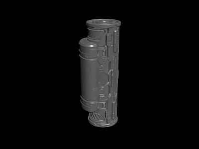 3D Model of Cylindrical Mechanical Component With Detailed Surface And Industrial Design 3d model