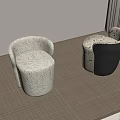 Modern Upholstered Single Sofa Chairs Light And Dark Patterned On Beige Carpet 3d model