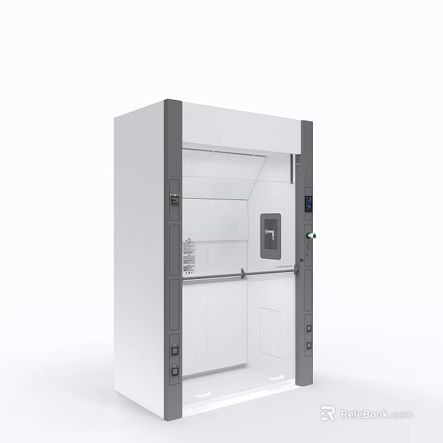 Modern Storage Cabinet With White And Gray Design Featuring Door And Digital Control Panel 3d model 