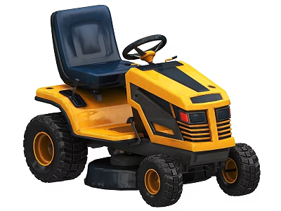 Agricultural Equipment Riding Lawn Mower With Yellow Black Body Blue Seat And Large Wheels 3d model