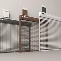 Commercial Storefronts With Different Black Brown White Roller Shutter Designs 3d model