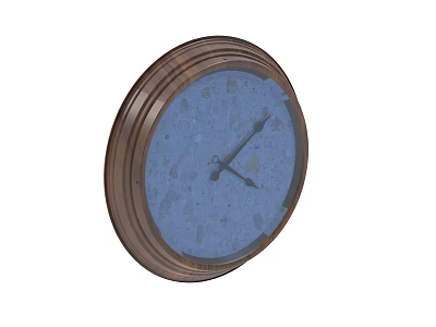 Wooden Frame Clock With Blue Speckled Dial And Rustic Home Decor Accent 3d model