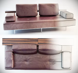 Modern Multiplayer Sofa Multiplayer Leather Sofa 3d model