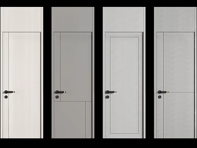 Modern Interior Door Designs With Different Panel Styles And Metal Handles 3d model