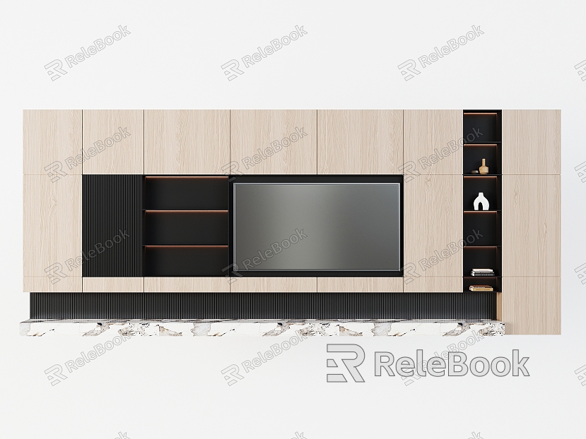 Modern TV background cabinet TV background wall modeling wall display cabinet TV background wall storage cabinet background wall model