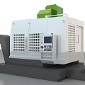 Industrial CNC Machining Equipment with White Body Green Top Parts and Control Panel