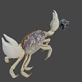 Large White Crab Holding Colorful Rubik's Cube On Gray Background