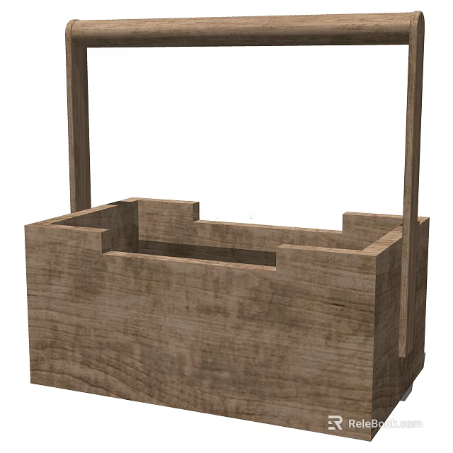 Rustic Wooden Box With Vertical Handles Rectangular Structure And Textured Surface 3d model 
