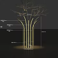 Modern Illuminated Tree Structure With Glowing Lines And Ambient Lighting