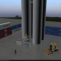 Large Industrial Storage Tanks at Maersk Outdoor Industrial Facility with Maintenance Workers