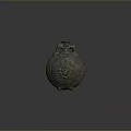 Antique Ceramic Vase With Sun Face Design And Double Handles For Home Decor