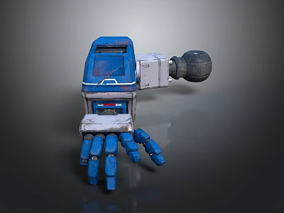 Blue Robotic Character Arm With Biomechanical Fingers White Blue Joints And Black Tip 3d model