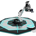 Advanced VR Immersive Platform With Mechanical Arm And Neon Octagonal Base 3d model