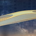 Streamlined Landscape Bridge Design With Wooden And Glass Structure Under Starry Sky