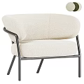 Cozy Modern Single Sofa With Fluffy Bouclé Fabric And Black Metal Frame
