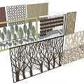 Various Decorative Room Dividers With Laser Cut Leaf And Geometric Patterns 3d model