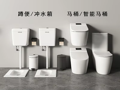 Different Types of Smart Toilets and Standard Toilets with Water Tank for Bathroom Essentials 3d model