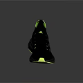 Modern Black Sports Shoes With Iridescent Stripes Yellow Laces Green Tongue And Textured Sole