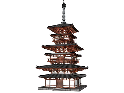 Ancient Architectural Tower With Multiple Tiers Traditional Wooden Structure And Elegant Eaves 3d model