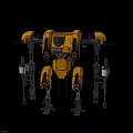 Yellow Mechanical Robot Character With Multi Legged Structure And Mechanical Arms Design 3d model