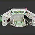 Futuristic Tech Equipment With Glowing Green Ring Control Panels And Screens