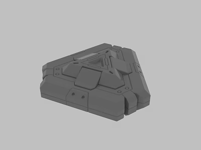 Grey Mechanical Component 3D Model Featuring Geometric Panels And Joints 3d model